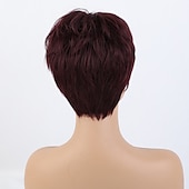 cheap Human Hair Capless Wigs-Human Hair Blend Wig Short Straight Natural Straight Pixie Cut Side Part Layered Haircut Asymmetrical Black White Green Cosplay Curler &amp; straightener Natural Hairline Capless Burmese Hair Women&#039;s All