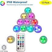 economico Luci subacquee-12pcs subacquea sommergibile esterna led piscina luce con telecomando a batteria lampada da notte subacquea serbatoio di pesci stagno piscina acquario vaso di natale decorazione della festa nuziale