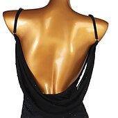abordables Tenues de danse latine-danse salsa danse latine robe cristaux / strass femme performance sans manches spandex