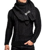 economico Maglioni Cardigan da uomo-Per uomo Felpa Cardigan Maglione a collo alto Maglia Pulsante Lavorato a maglia Tinta unica A collo alto Moda Stile vintage Abbigliamento Autunno Inverno Nero Bianco S M L