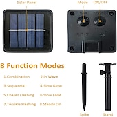 abordables Guirlandes solaires-Guirlande lumineuse solaire d&#039;extérieur à LED pour réception de mariage élégante - 7 m-50 LED à 12 m-100 LED, étanche 8 modes pour jardin, arbre de Noël, terrasse, décoration intérieure