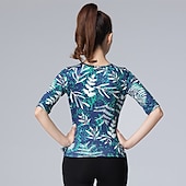 voordelige Latin danskleding-Latijnse dans Top Buikriem Dames Opleiding Alledaagse kleding Halve mouw Elastaan