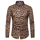 levne Zvířecí-Pánské Leopard Gepardí Košile Košile na knoflíky Dlouhý rukáv Módní Šik ven Chladný Ležérní Denní Jdeme ven Jaro &amp; podzim Přehnutý 3D tisk Tisk Hnědá Šedá