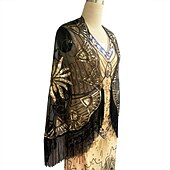 Недорогие Шали и Палантины-Винтаж 1920-е годы Гетсби Шали в стиле флэппер Великий Гэтсби Свадебный гость Пайетки С кисточками Пайетки С кисточками Маскарадный костюм Жен. Выпускной Для вечеринок Свадьба Взрослые Воротник-шаль