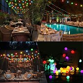 economico Striscie luci ad energia solare-eleganti luci solari per esterni per ricevimenti di nozze – 6,5 m 30 led, lampadine opache impermeabili, bianco caldo&amp;amp;colorato, 8 modalità per decorazioni natalizie