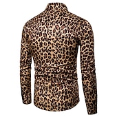 levne Zvířecí-Pánské Leopard Gepardí Košile Košile na knoflíky Dlouhý rukáv Módní Šik ven Chladný Ležérní Denní Jdeme ven Jaro &amp; podzim Přehnutý 3D tisk Tisk Hnědá Šedá