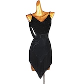 abordables Tenues de danse latine-danse salsa danse latine robe cristaux / strass femme performance sans manches spandex