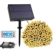 cheap Solar String Lights-Solar Power String Light 50M-400LEDs 100M-800LEDs with Remote Control 8 Mode Flashing Timing Set Plug-in Dual Purpose Thanksgiving Christmas Outdoor Party Garden Decoration Fairy Lights Gypsophila 24V