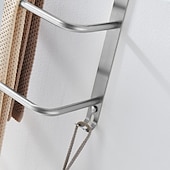 economico Portasciugamani-mensola da bagno a tre strati con ganci portasalviette multifunzione in acciaio inox argento lucido e nichel spazzolato 1pz