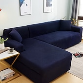 baratos Cobertura de Sofa-capas de sofá à prova de poeira todo-poderosas, elásticas, em forma de l, capa de sofá em tecido supermacio, cor de vinho, com uma capa de reforço grátis, capa de sofá moderna para sala de estar,