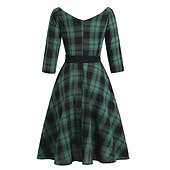 Χαμηλού Κόστους 1950-Όντρεϊ Χέπμπορν Δεκαετία του 1950 Κοκτέιλ Φόρεμα Vintage Φόρεμα Φορέματα Φόρεμα γραμμής Φόρεμα Flare Γυναικεία Στολές Πεπαλαιωμένο Μεταμφίεση Πάρτι Χοροεσπερίδα Καθημερινά Ρούχα Μακρυμάνικο