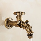 economico Rubinetti per lavandino bagno-rubinetto per lavatrice di lusso in stile retrò con estremità filettata, rubinetto per lavabo monocomando monoforo in ottone antico nero bronzo lucidato ad olio, rubinetto esterno con valvola in