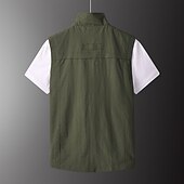 billiga Herrars fiskeväst-Herr Fiskeväst Vandringsväst Militär taktisk jacka Ärmlös Jacka Kappa Överdelar Utomhus Multi-pocket Andningsfunktion Snabb tork Lättvikt Sportig Dragkedja Polyester Armégrön Grå Kaki Jakt Fiske