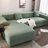 baratos Cobertura de Sofa-capas de sofá à prova de poeira todo-poderosas, elásticas, em forma de l, capa de sofá em tecido supermacio, cor de vinho, com uma capa de reforço grátis, capa de sofá moderna para sala de estar,