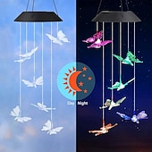 halpa Maisemavalot-ulkona vedenpitävä led-aurinko värikäs tuulen kello lamppu perhonen muotoinen riipus led-yövalo piha puutarhaterassi koristellyhty