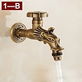 economico Rubinetti per lavandino bagno-rubinetto per lavatrice di lusso in stile retrò con estremità filettata, rubinetto per lavabo monocomando monoforo in ottone antico nero bronzo lucidato ad olio, rubinetto esterno con valvola in