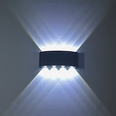 זול נורות קיר חוץ-אורות קיר חיצוניים 8w led אלומיניום מנורת קיר פמוט פנימי למעלה למטה ip65 עמיד למים לבן שחור מודרני לפטיו גינה מדרגות חדר שינה מעבר מסלול חדר אמבטיה אור