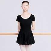 preiswerte Ballettbekleidung-Ballett Kleid Einfarbig Damen Ausbildung Leistung Kurzarm Hoch Baumwollmischung