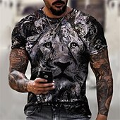 voordelige T-shirts met dierenprint-Voor heren dier Leeuw T-shirt Grafische T-shirts Korte mouw T-shirt 3D-afdrukken Strakke ronde hals Overhemd Ontwerper Basic Strakke pasvorm Casual Dagelijks Weekend Paars Goud Groen Zomer Kleding
