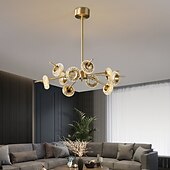 cheap Chandeliers-LED Pendant Light Chandelier Modern Gold 6 8 10 12 Heads Ring Design Copper Globe Brass Modern 220-240V 110-120V