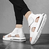 economico sandali da esterno-sofisticati sandali in pelle nera da uomo - design moderno e ritagliato con suola imbottita, ideali per un abbigliamento casual elegante e outdoor