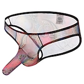 cheap Men&#039;s Exotic Underwear-Men&#039;s 1pack Sexy Panties Briefs Print Polyester Low Waist Black White