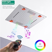 billige Dusjhoder-dusjkran,regndusjhode led foss regn moderne krom/malte finisher takmontert badekar dusjhode for dusjrom bluetooth fjernkontroll baderoms VVS tilbehør