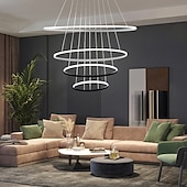cheap Circle Design-3-Light 80/60/40/20 cm LED Pendant Light Metal Acrylic Ring Circle Design Dimmable Painted Finishes Modern 90W/113W 3-Rings 4-Rings ONLY DIMMABLE WITH REMOTE CONTROL