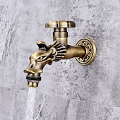 economico Rubinetti per lavandino bagno-rubinetto per lavatrice di lusso in stile retrò con estremità filettata, rubinetto per lavabo monocomando monoforo in ottone antico nero bronzo lucidato ad olio, rubinetto esterno con valvola in