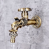 economico Rubinetti per lavandino bagno-rubinetto per lavatrice di lusso in stile retrò con estremità filettata, rubinetto per lavabo monocomando monoforo in ottone antico nero bronzo lucidato ad olio, rubinetto esterno con valvola in