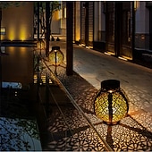 billige Landskapslys-ramadan eid lys solcellelys utendørs hengende solcelle vintage hagelampe retro lanterner hule solcellelys med håndtak for hage tre gjerde terrasse landskap krans belysning