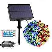 cheap Solar String Lights-Solar Power String Light 50M-400LEDs 100M-800LEDs with Remote Control 8 Mode Flashing Timing Set Plug-in Dual Purpose Thanksgiving Christmas Outdoor Party Garden Decoration Fairy Lights Gypsophila 24V