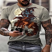 abordables Camisetas con estampado animal-Hombre Graphic Anime Dragón Camisa Camiseta Tee Manga Corta Camiseta Impresión 3D Cuello Barco Camisa Ropa de calle Exagerado Diario Festivos Negro Dorado Azul Piscina Ropa Talla Grande S M L XL XXL