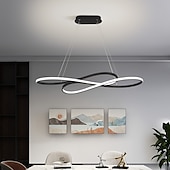 economico Modello a cerchio-lampada a sospensione a led moderna isola cucina luce nera oro 100cm forme geometriche luci da incasso finiture verniciate alluminio 110-120v 220-240v dimmerabile solo con telecomando