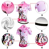 baratos Camisolas femininas-Mulheres Camisa para Ciclismo Padrão Botânico floral Flor Manga Curta Moto Camisa / Roupas Para Esporte Blusas com 3 bolsos traseiros Ciclismo de Montanha Ciclismo de Estrada Secagem Rápida Bolso