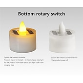 abordables Bougies lumineuses-6/12 pièces bougies solaires sans flamme led fausses bougies chauffe-plat scintillantes décoration de jardin extérieur lumière décoration de fête de mariage romantique éclairage 6x 12x