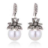 billiga Tillbehör och mer-imitation pearl drop örhängen natursten rund pärla dingla örhängen för kvinnor mode smycken gåva ¡(jag: silver)