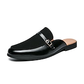 economico Sandali eleganti-Mocassini slip-on da uomo in similpelle e pelle scamosciata marroni – eleganti scarpe casual slip-on con fibbia per l&#039;uso quotidiano, il lavoro e le occasioni informali
