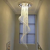 Χαμηλού Κόστους Κρυστάλλινες Πολυέλαιοι-led φωτιστικό οροφής κρυστάλλινος πολυέλαιος 200cm φανάρι desgin ανοξείδωτο επιμεταλλωμένο μοντέρνο 220-240v 110-120v