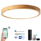 זול אורות תקרה-תאורת led כוללת אור חכם wi-fi עיצוב עגול ניתן לעמעום אורות עץ סגנון מודרני גיאומטרי מינימליסטי אומנותי 30 ס&quot;מ 40 ס&quot;מ 50 ס&quot;מ 220-240 וולט 110-120 וולט