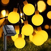 economico Striscie luci ad energia solare-eleganti luci solari per esterni per ricevimenti di nozze – 6,5 m 30 led, lampadine opache impermeabili, bianco caldo&amp;amp;colorato, 8 modalità per decorazioni natalizie