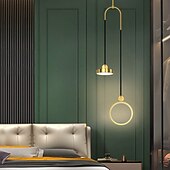 cheap Island Lights-LED Pendant Light Modern Black Gold Bedside Light 20 cm Lantern Desgin Pendant Light Metal Painted Finishes Modern 220-240V 110-120V
