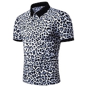 abordables Polo imprimé pour homme-Homme Chemise de tennis POLO Casual du quotidien Col Col Classique Manche Courte simple Léopard Standard Blanche Bleu Marron Chemise de tennis