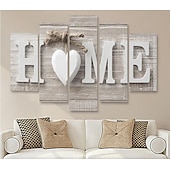 abordables Impresiones de Frases y Palabras-5 paneles de arte de pared, impresiones en lienzo, carteles, pintura, obra de arte, amor, hogar, carta, corazón, grano de madera, decoración moderna para el hogar, lienzo enrollado, sin marco, sin