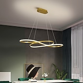 economico Modello a cerchio-lampada a sospensione a led moderna isola cucina luce nera oro 100cm forme geometriche luci da incasso finiture verniciate alluminio 110-120v 220-240v dimmerabile solo con telecomando