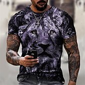 voordelige T-shirts met dierenprint-Voor heren dier Leeuw T-shirt Grafische T-shirts Korte mouw T-shirt 3D-afdrukken Strakke ronde hals Overhemd Ontwerper Basic Strakke pasvorm Casual Dagelijks Weekend Paars Goud Groen Zomer Kleding
