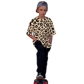billiga Pojkens 3D Vision &amp; Geometri-Pojkar 3D Leopard T-shirt Kortärmad 3D-tryck Sommar Aktiv Barn 3-12 år Dagliga kläder Normal