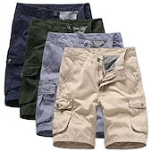 preiswerte Klassiker-Herren Cargo Shorts Kurze Hosen Kurze Hose für Wanderer Militär Sommer Außen Regular Fit 10&quot; Ripstop Atmungsaktiv Schnelltrocknend Multi Pocket Kurze Hose Unten Knielänge Schwarz Armeegrün Baumwolle