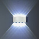 זול נורות קיר חוץ-אורות קיר חיצוניים 8w led אלומיניום מנורת קיר פמוט פנימי למעלה למטה ip65 עמיד למים לבן שחור מודרני לפטיו גינה מדרגות חדר שינה מעבר מסלול חדר אמבטיה אור