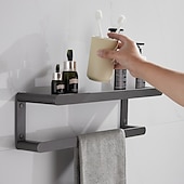 economico Set di accessori da bagno-set di accessori per il bagno, ferramenta per il bagno spazio alluminio parete grigio pistola portasciugamani / mensola angolare / porta accappatoio / porta carta igienica / portasciugamani / porta